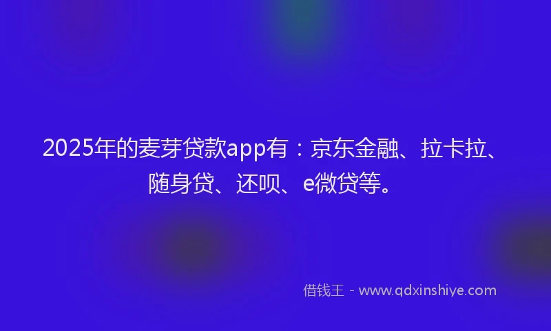 2025年的麦芽贷款app有：京东金融、拉卡拉、随身贷、还呗、e微贷等。