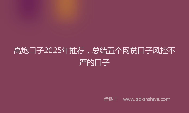 高炮口子2025年推荐，总结五个网贷口子风控不严的口子