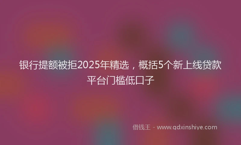 银行提额被拒2025年精选，概括5个新上线贷款平台门槛低口子