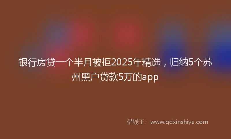 银行房贷一个半月被拒2025年精选，归纳5个苏州黑户贷款5万的app