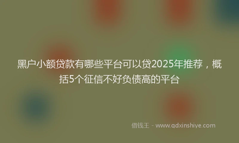 黑户小额贷款有哪些平台可以贷2025年推荐，概括5个征信不好负债高的平台