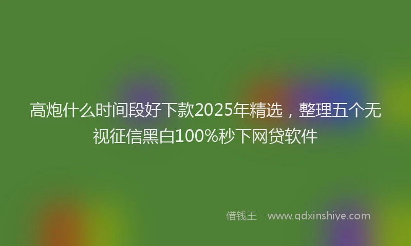 高炮什么时间段好下款2025年精选，整理五个无视征信黑白100%秒下网贷软件