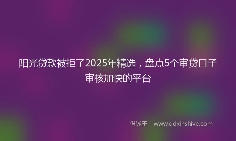 阳光贷款被拒了2025年精选，盘点5个审贷口子审核加快的平台