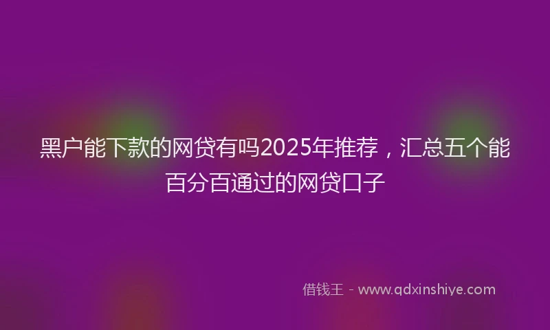 黑户能下款的网贷有吗2025年推荐，汇总五个能百分百通过的网贷口子