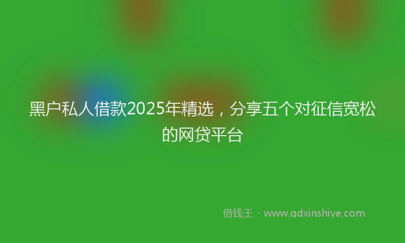 黑户私人借款2025年精选，分享五个对征信宽松的网贷平台
