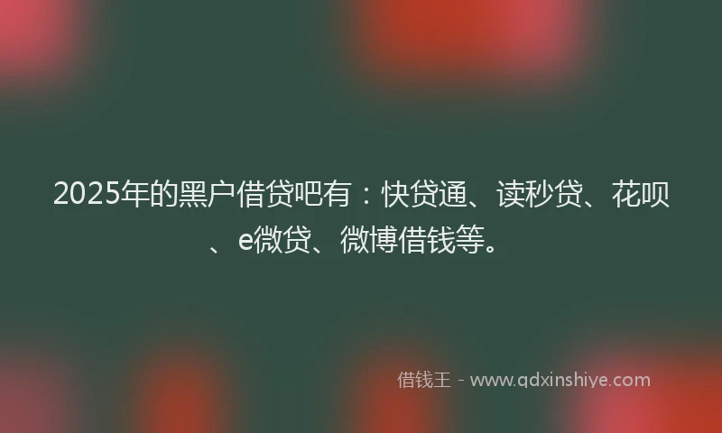2025年的黑户借贷吧有：快贷通、读秒贷、花呗、e微贷、微博借钱等。