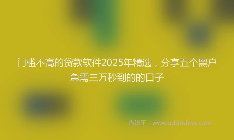 门槛不高的贷款软件2025年精选，分享五个黑户急需三万秒到的的口子