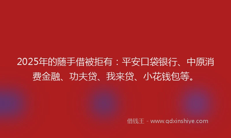 2025年的随手借被拒有：平安口袋银行、中原消费金融、功夫贷、我来贷、小花钱包等。