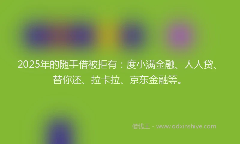 2025年的随手借被拒有：度小满金融、人人贷、替你还、拉卡拉、京东金融等。