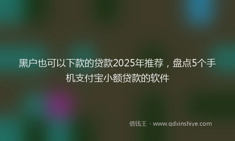 黑户也可以下款的贷款2025年推荐，盘点5个手机支付宝小额贷款的软件