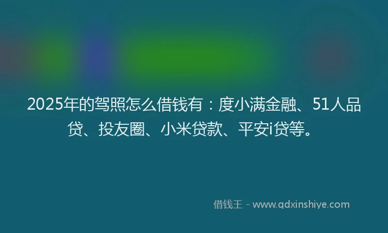 2025年的驾照怎么借钱有：度小满金融、51人品贷、投友圈、小米贷款、平安i贷等。