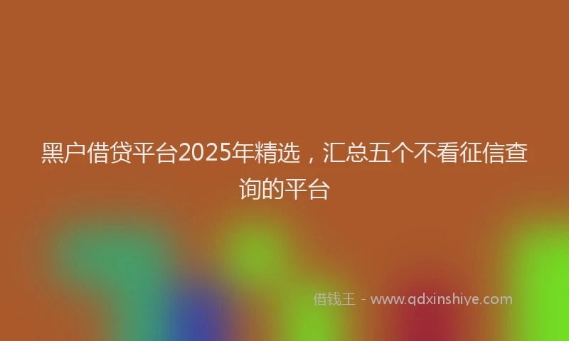 黑户借贷平台2025年精选，汇总五个不看征信查询的平台