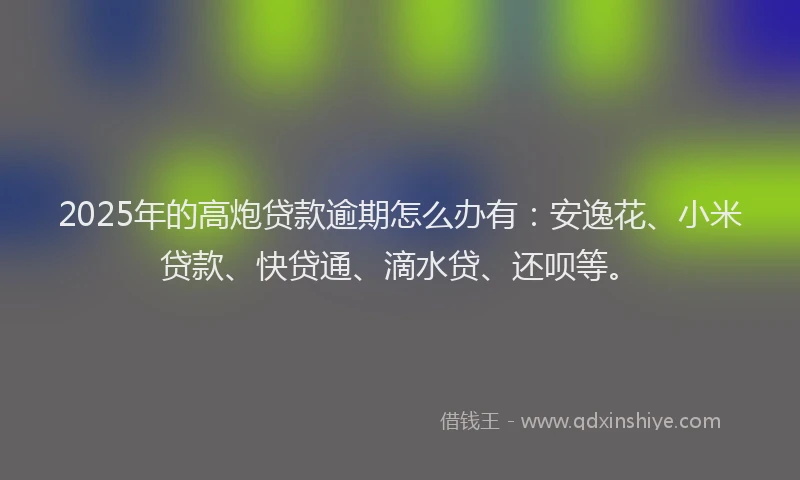 2025年的高炮贷款逾期怎么办有：安逸花、小米贷款、快贷通、滴水贷、还呗等。