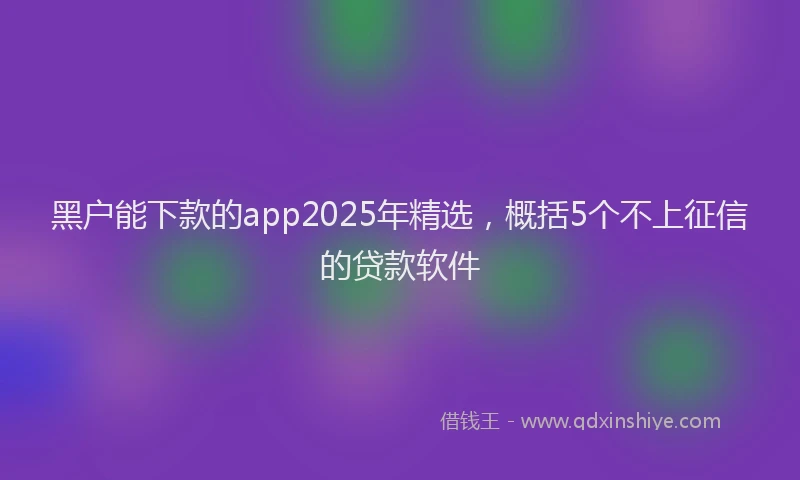 黑户能下款的app2025年精选，概括5个不上征信的贷款软件