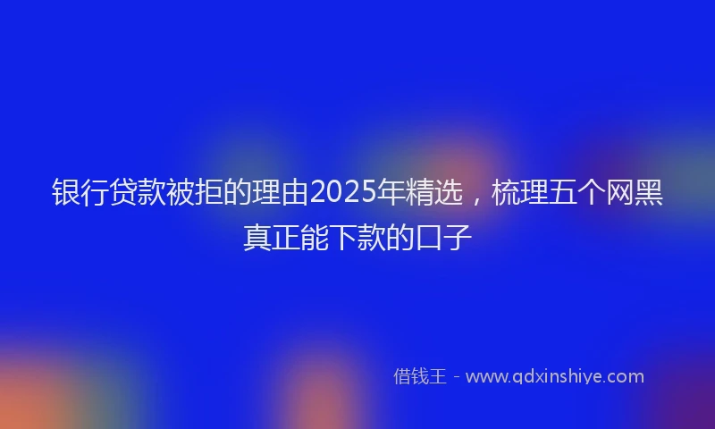银行贷款被拒的理由2025年精选，梳理五个网黑真正能下款的口子
