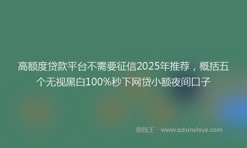 高额度贷款平台不需要征信2025年推荐，概括五个无视黑白100%秒下网贷小额夜间口子