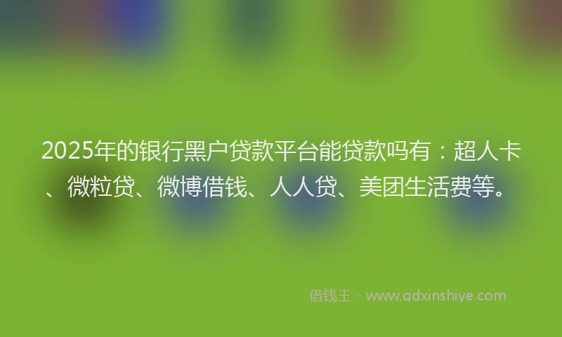 2025年的银行黑户贷款平台能贷款吗有：超人卡、微粒贷、微博借钱、人人贷、美团生活费等。