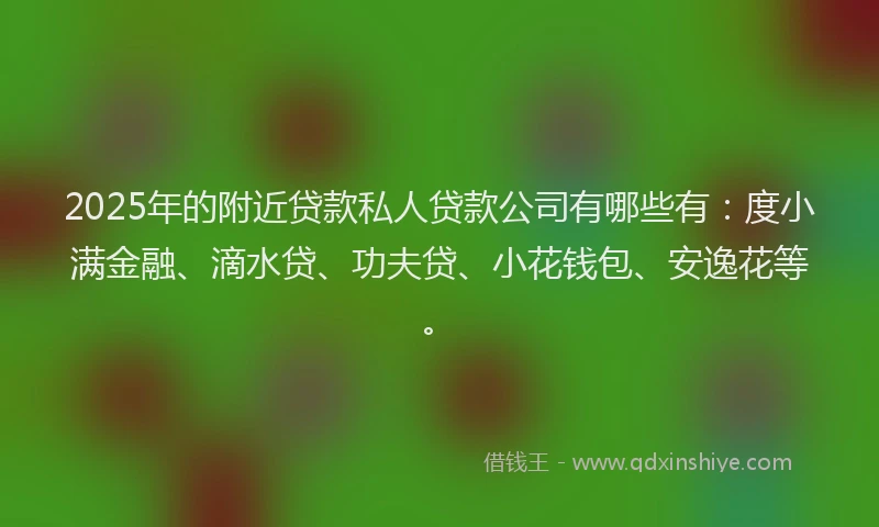 2025年的附近贷款私人贷款公司有哪些有：度小满金融、滴水贷、功夫贷、小花钱包、安逸花等。