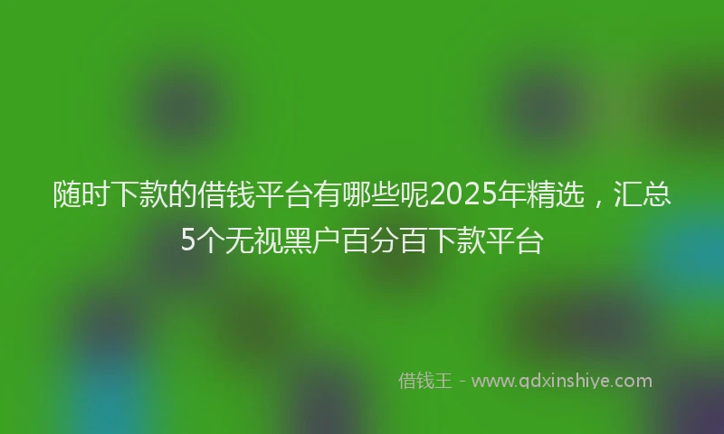 随时下款的借钱平台有哪些呢2025年精选，汇总5个无视黑户百分百下款平台
