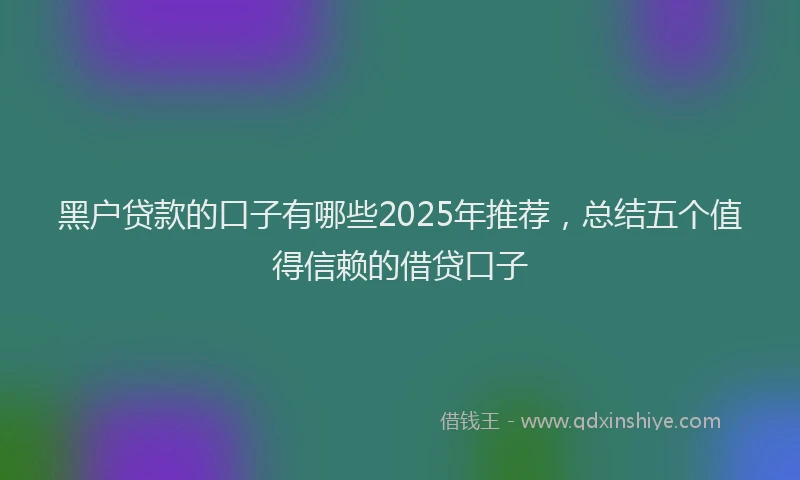 黑户贷款的口子有哪些2025年推荐，总结五个值得信赖的借贷口子