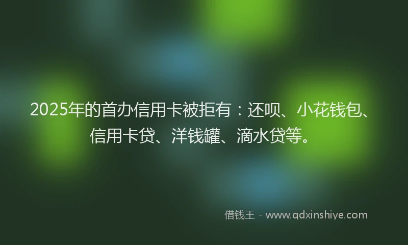 2025年的首办信用卡被拒有：还呗、小花钱包、信用卡贷、洋钱罐、滴水贷等。