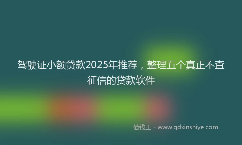 驾驶证小额贷款2025年推荐，整理五个真正不查征信的贷款软件