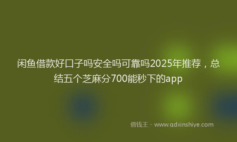 闲鱼借款好口子吗安全吗可靠吗2025年推荐，总结五个芝麻分700能秒下的app