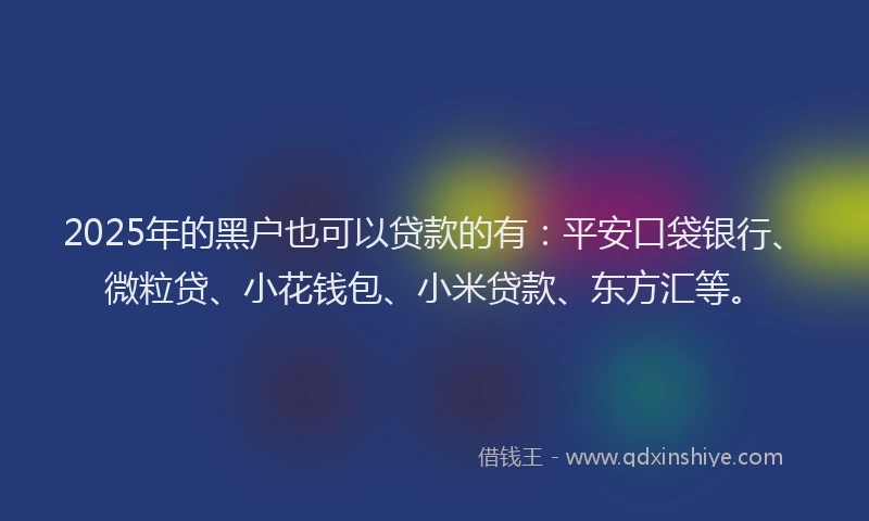 2025年的黑户也可以贷款的有：平安口袋银行、微粒贷、小花钱包、小米贷款、东方汇等。