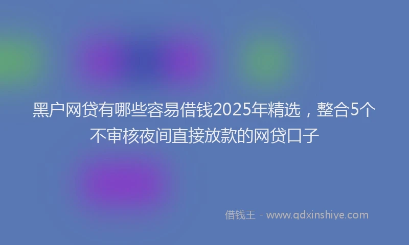 黑户网贷有哪些容易借钱2025年精选，整合5个不审核夜间直接放款的网贷口子