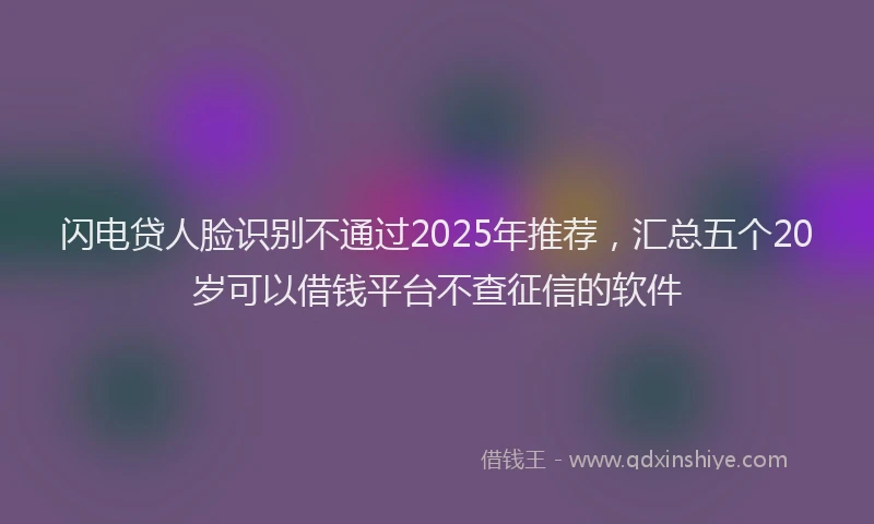 闪电贷人脸识别不通过2025年推荐，汇总五个20岁可以借钱平台不查征信的软件