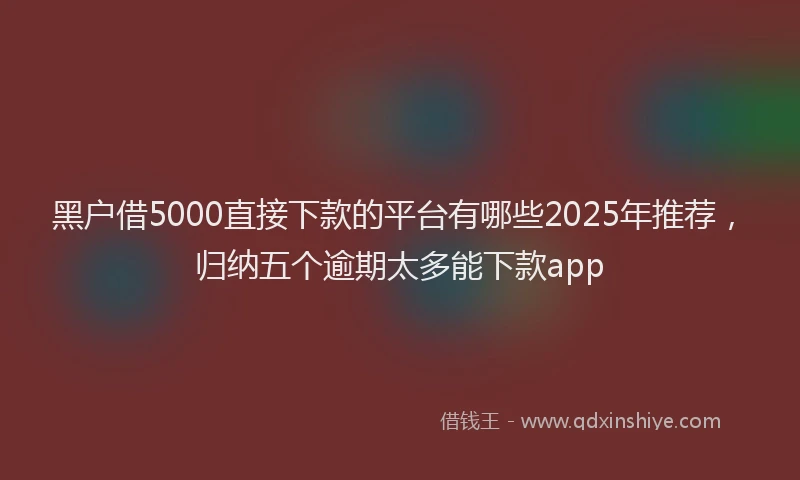 黑户借5000直接下款的平台有哪些2025年推荐，归纳五个逾期太多能下款app