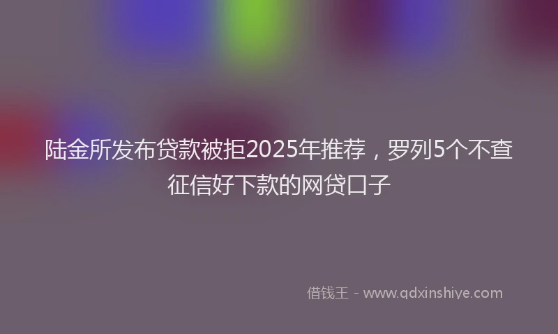 陆金所发布贷款被拒2025年推荐，罗列5个不查征信好下款的网贷口子