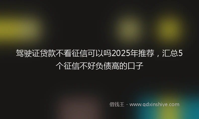 驾驶证贷款不看征信可以吗2025年推荐，汇总5个征信不好负债高的口子