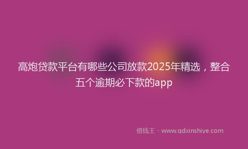 高炮贷款平台有哪些公司放款2025年精选，整合五个逾期必下款的app