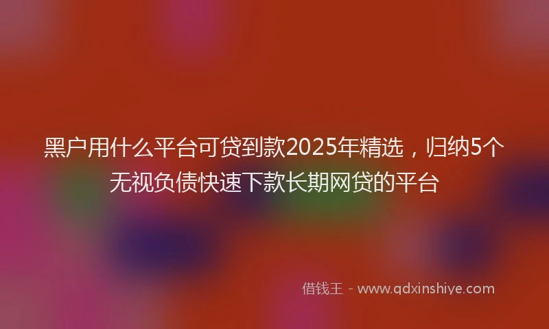 黑户用什么平台可贷到款2025年精选，归纳5个无视负债快速下款长期网贷的平台