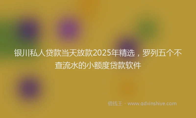 银川私人贷款当天放款2025年精选，罗列五个不查流水的小额度贷款软件