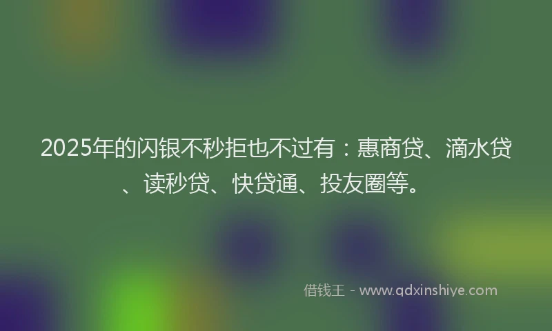 2025年的闪银不秒拒也不过有：惠商贷、滴水贷、读秒贷、快贷通、投友圈等。