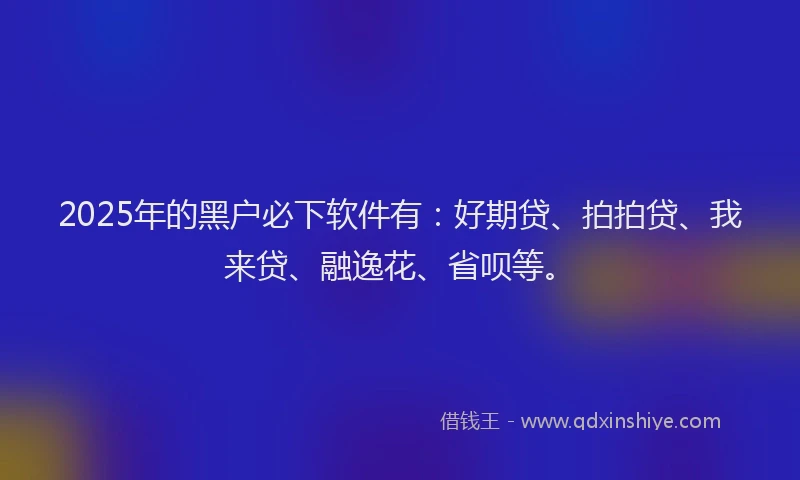 2025年的黑户必下软件有：好期贷、拍拍贷、我来贷、融逸花、省呗等。