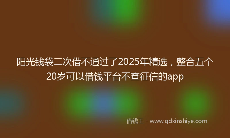 阳光钱袋二次借不通过了2025年精选，整合五个20岁可以借钱平台不查征信的app