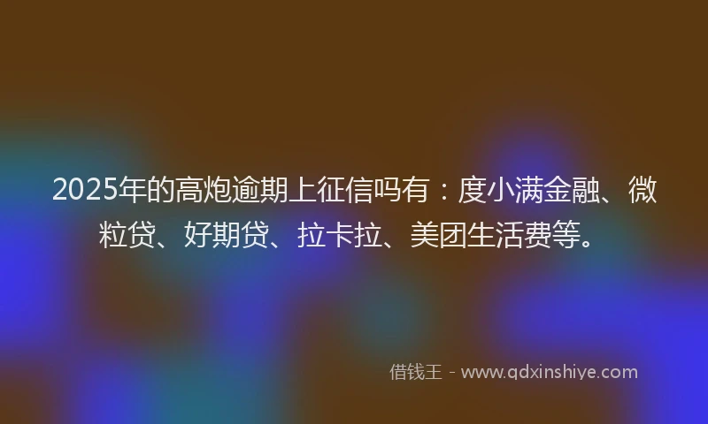 2025年的高炮逾期上征信吗有：度小满金融、微粒贷、好期贷、拉卡拉、美团生活费等。