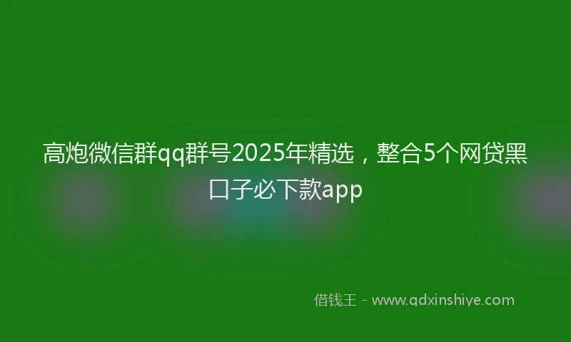 高炮微信群qq群号2025年精选，整合5个网贷黑口子必下款app