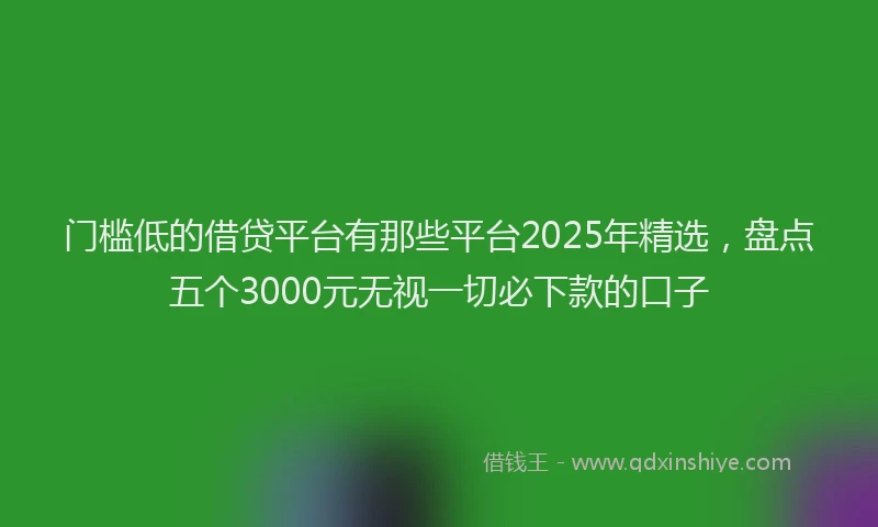 门槛低的借贷平台有那些平台2025年精选，盘点五个3000元无视一切必下款的口子