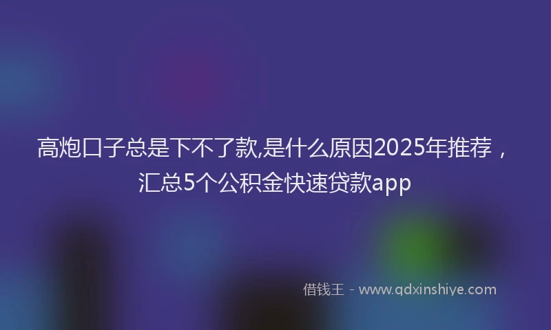 高炮口子总是下不了款,是什么原因2025年推荐，汇总5个公积金快速贷款app