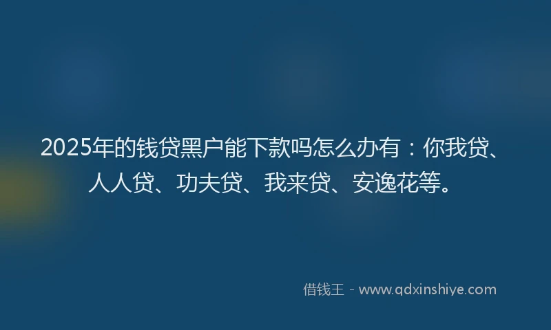 2025年的钱贷黑户能下款吗怎么办有：你我贷、人人贷、功夫贷、我来贷、安逸花等。