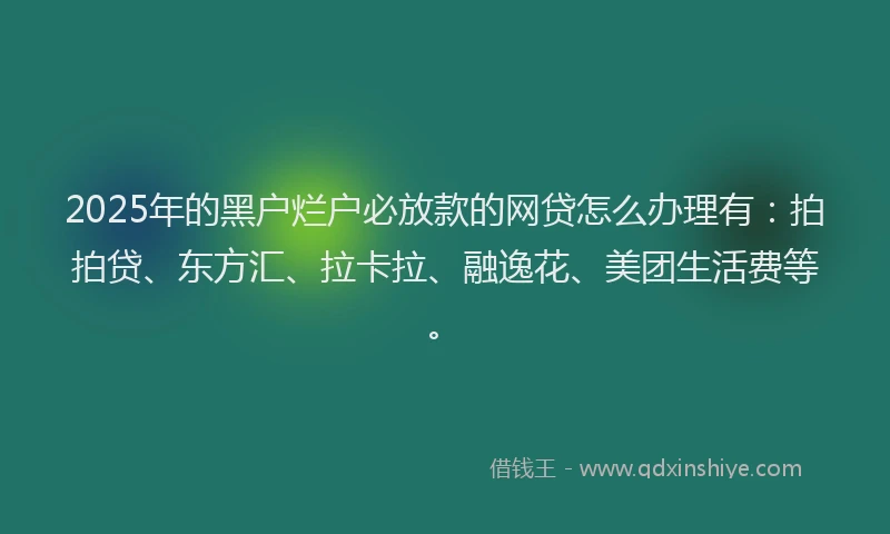 2025年的黑户烂户必放款的网贷怎么办理有：拍拍贷、东方汇、拉卡拉、融逸花、美团生活费等。