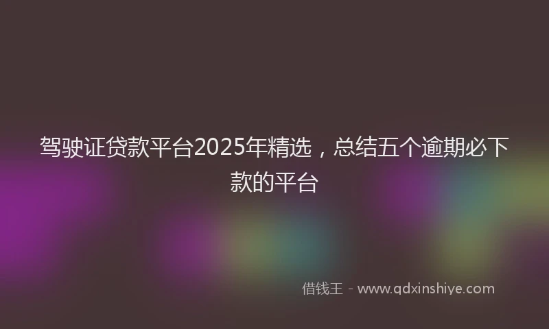 驾驶证贷款平台2025年精选，总结五个逾期必下款的平台
