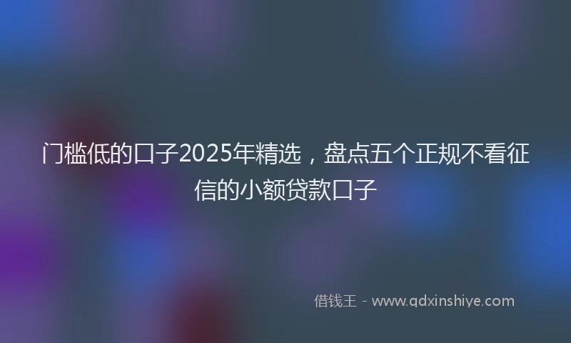门槛低的口子2025年精选，盘点五个正规不看征信的小额贷款口子