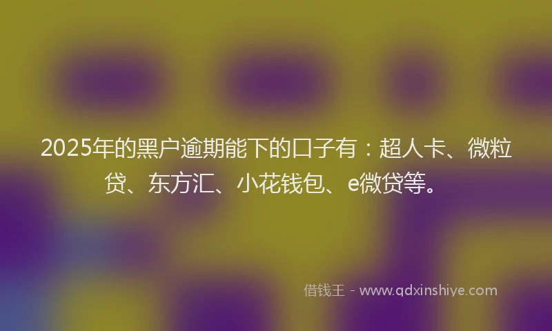 2025年的黑户逾期能下的口子有：超人卡、微粒贷、东方汇、小花钱包、e微贷等。