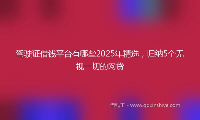 驾驶证借钱平台有哪些2025年精选，归纳5个无视一切的网贷