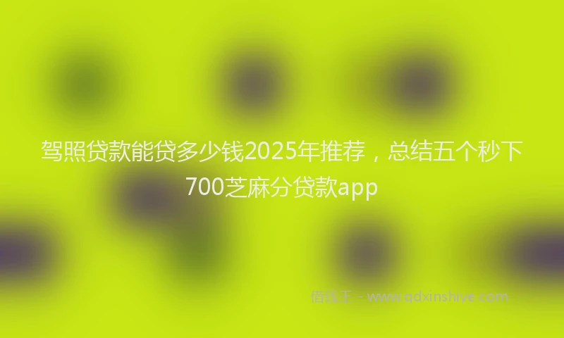 驾照贷款能贷多少钱2025年推荐，总结五个秒下700芝麻分贷款app